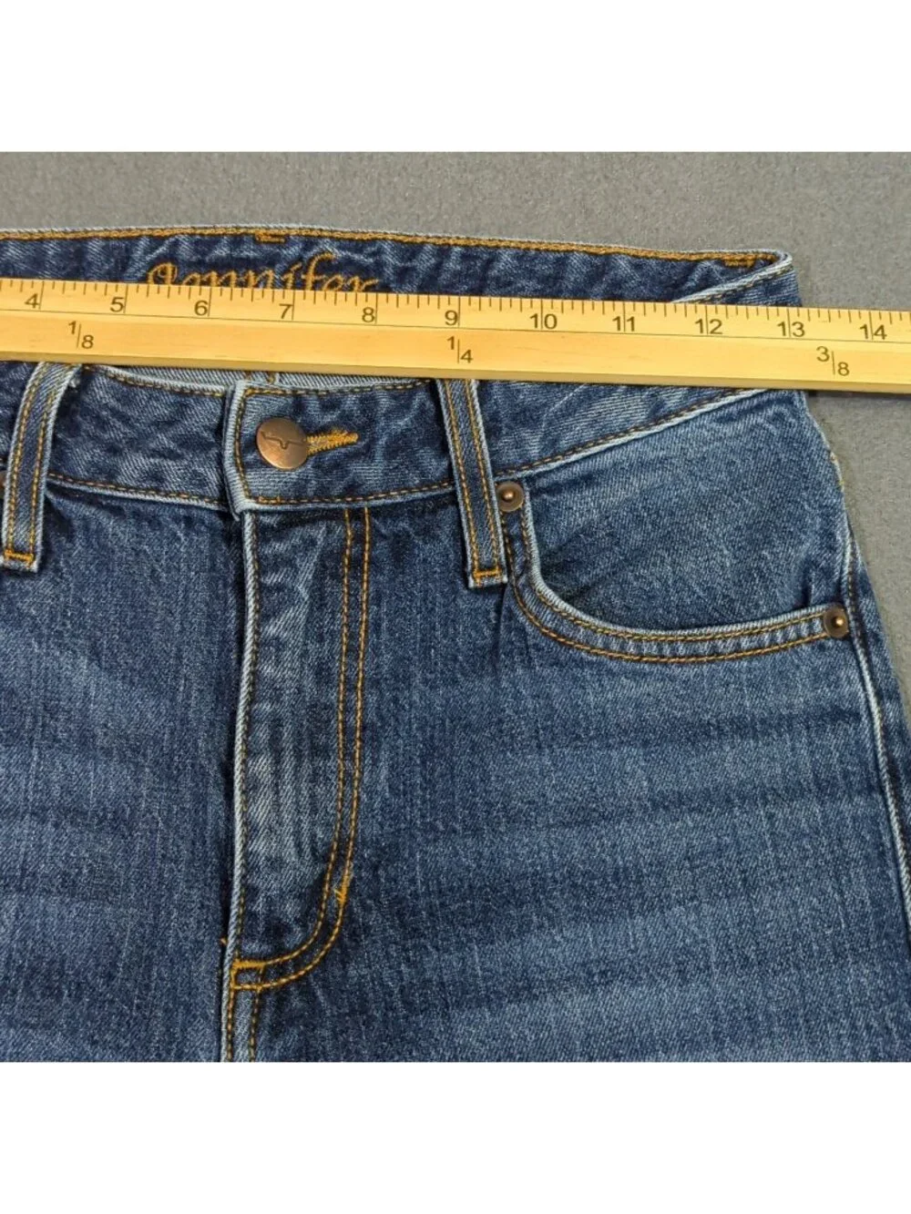 Kimes Ranch Jeans Women's 0x36 Blue Jennifer High Rise Wide Flare Leg Western - Picture 8 of 14